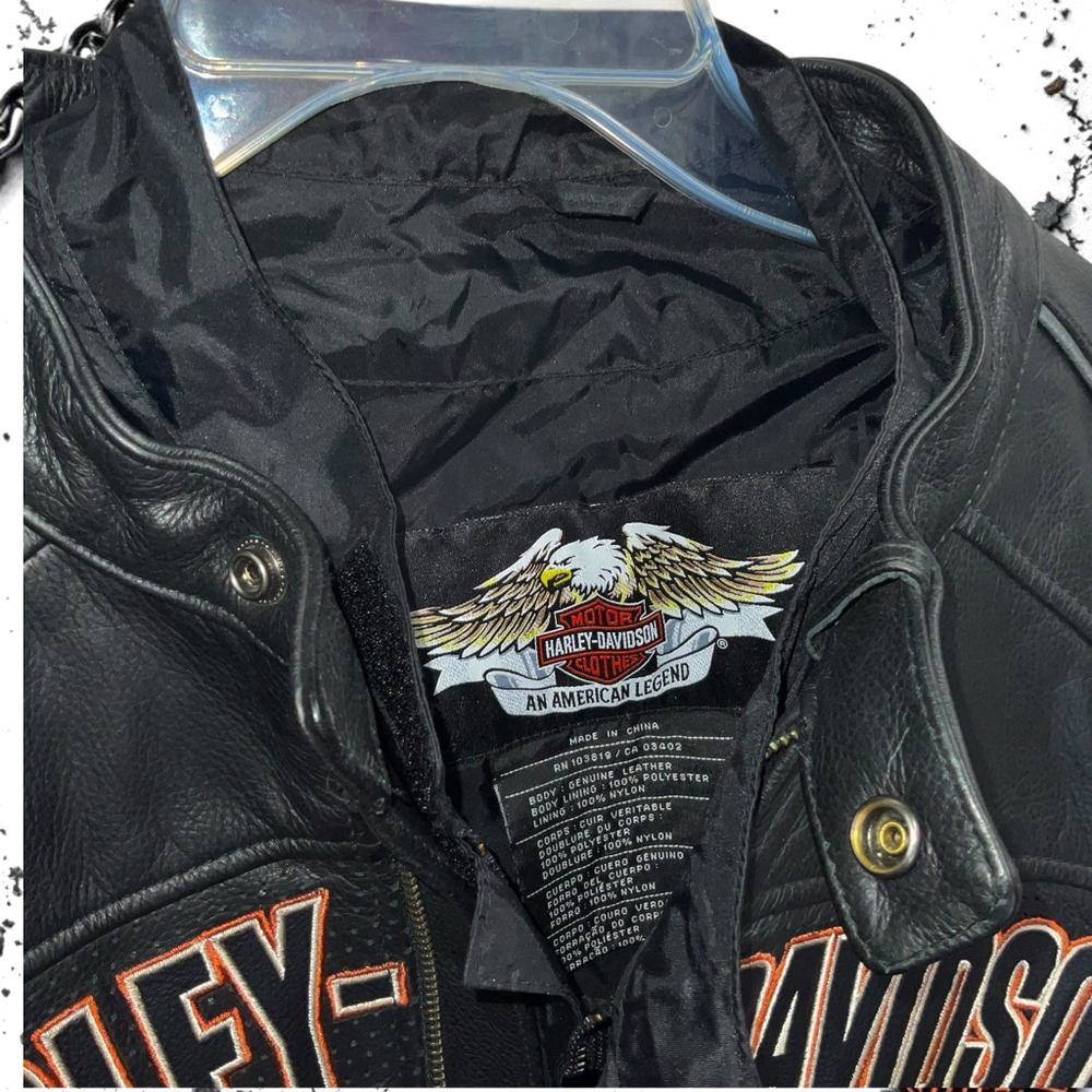 Harley Davidson Biker Leather Jacket w Zip Out Liner/Windbreaker Men 2XL - Picture 5 of 13